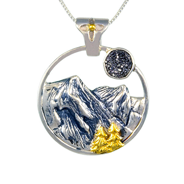 176122 - Twin Peaks Mountain Pendant inspired by Lake Tahoe